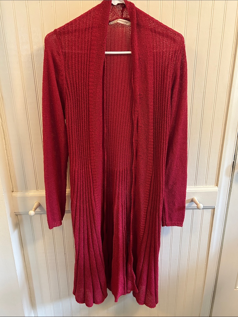 Soft Surroundings Open Shawl Front Long Cardigan - Warm Red S